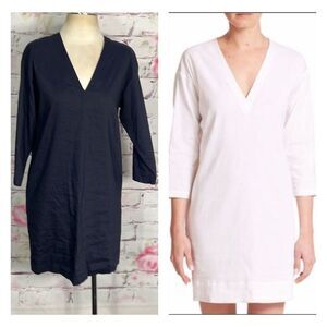 Theory Nwt Tianhe navy linen 3/4 sleeve tunic dress size small